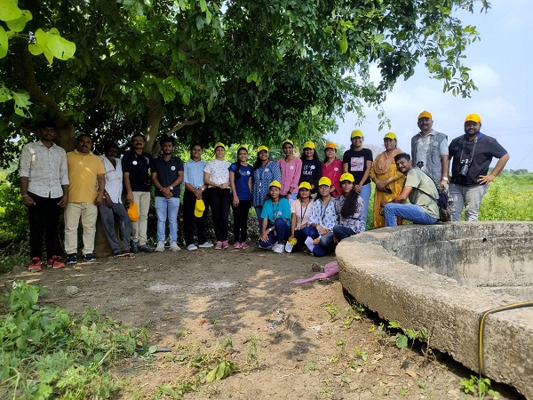 Students on field during case study project