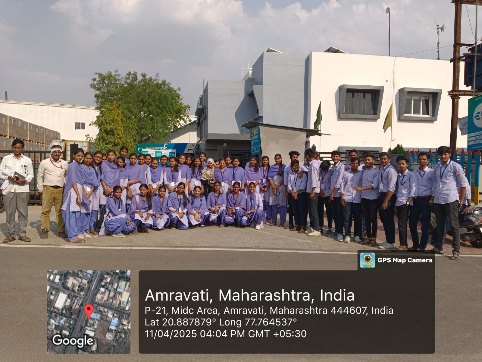 Students at ECE India Energies Pvt. Ltd., Solar Panel Manufacturing Company, MIDC, Amravati