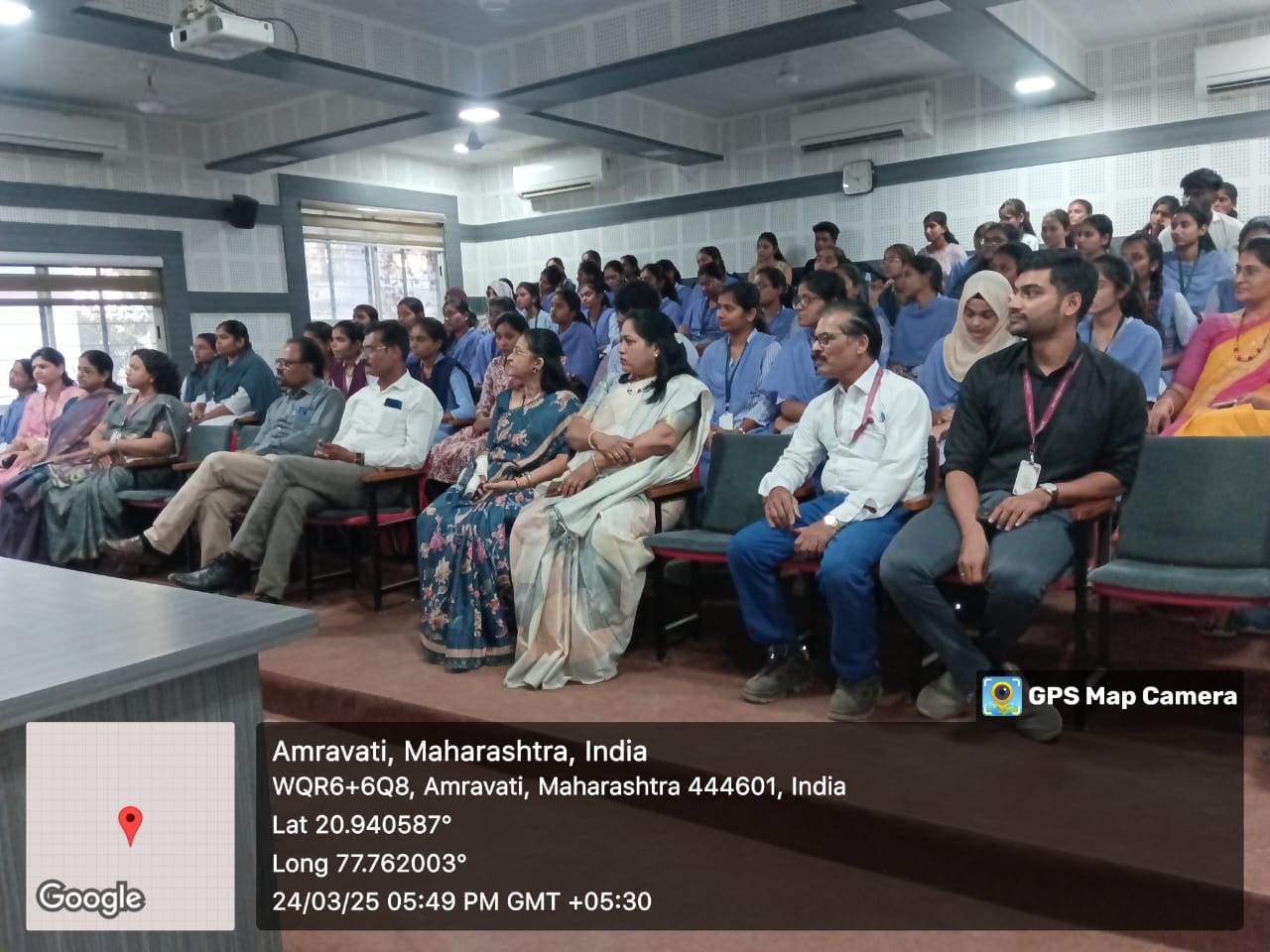Students in AV theatre listening to Dr. S.K. Omanwar