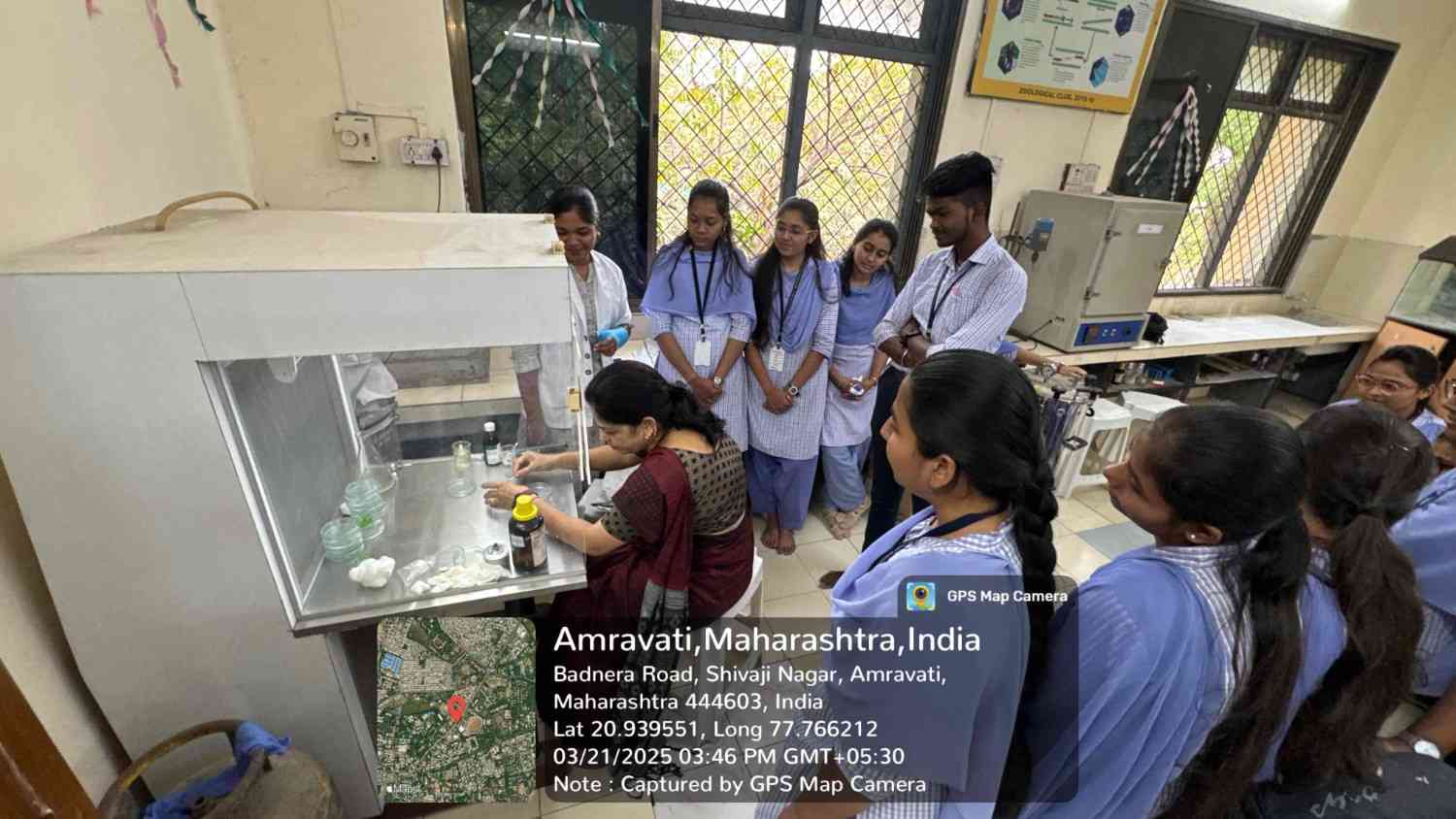 In charge Teacher Dr. G. D. Hande   demonstrated to students  about culture media preparation