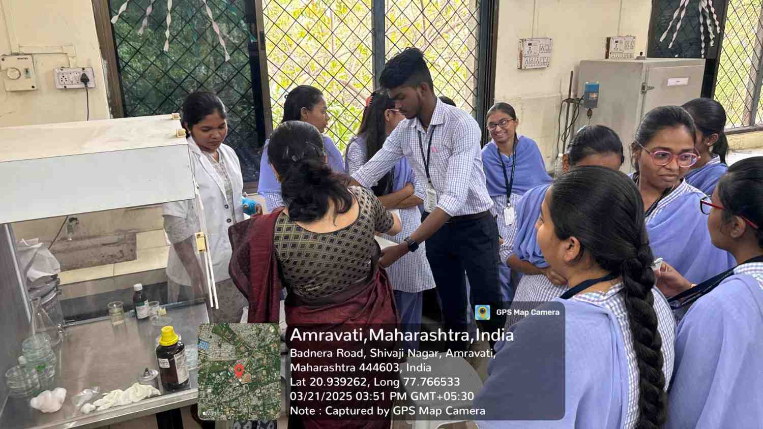 Students performing the experiment