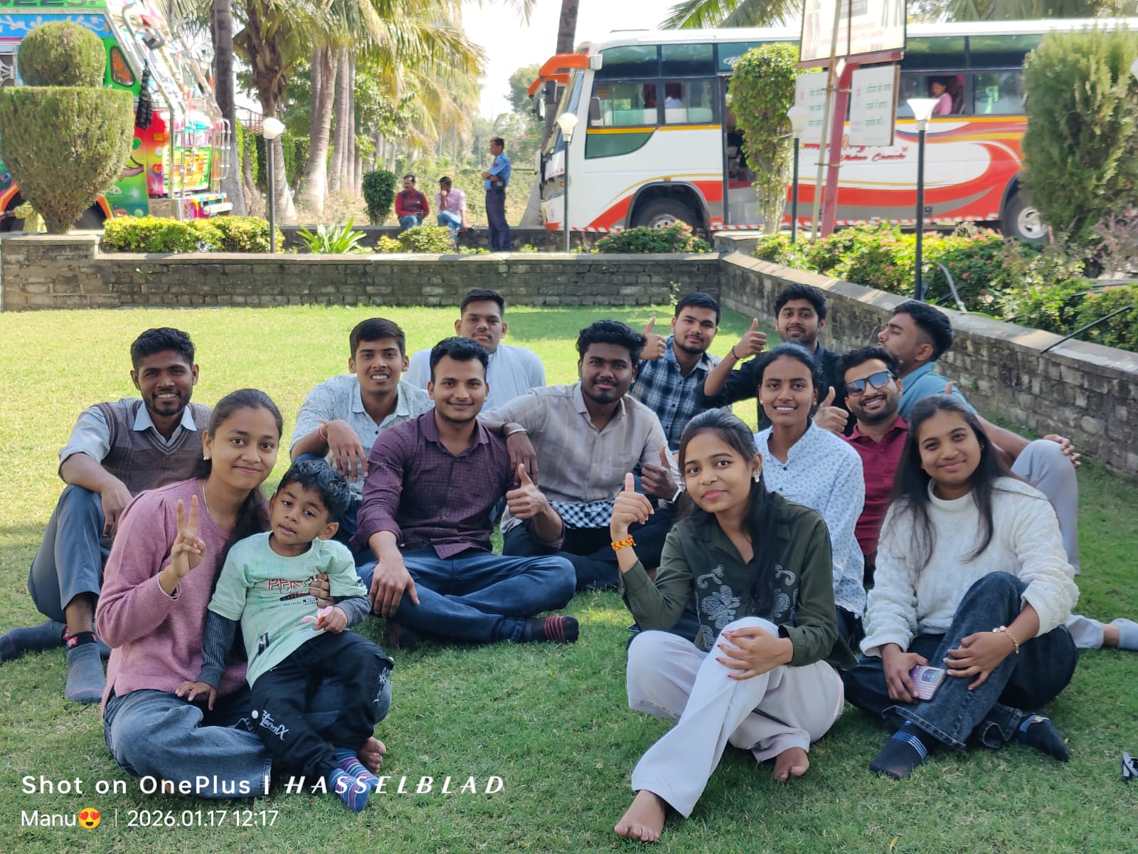 Students during a break in the industrial visit