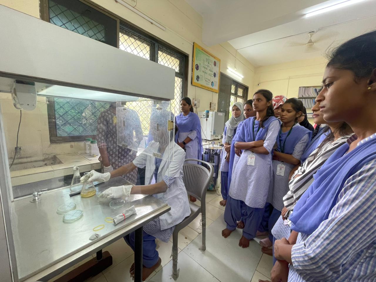Students operating a laminar air flow