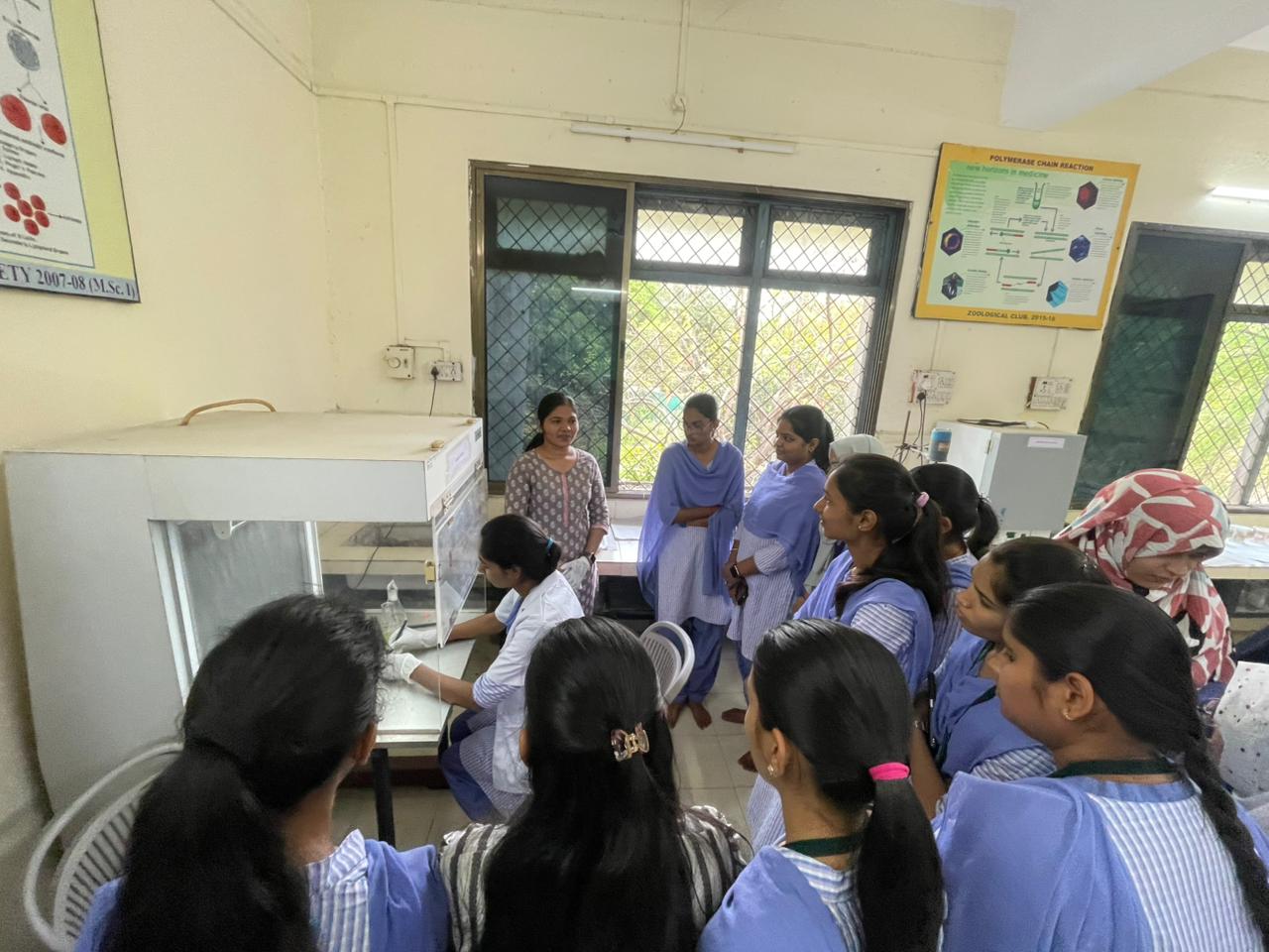 Students preparing culture media