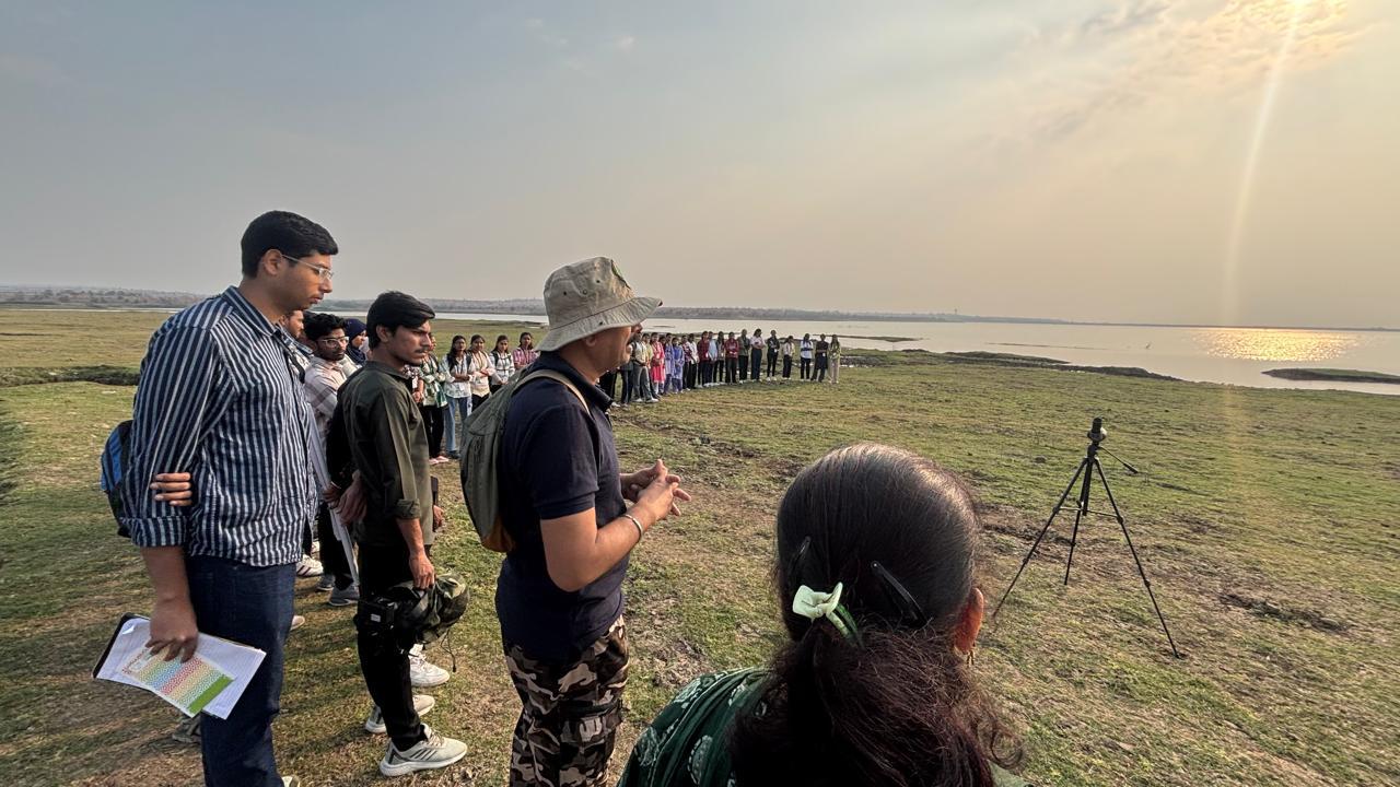 Instructions given by Dr. G. A. Wagh to students regarding documentation of the avian fauna.