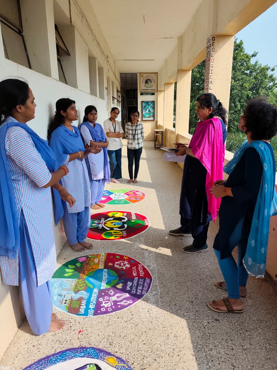 Rangoli with a message of environmental healing