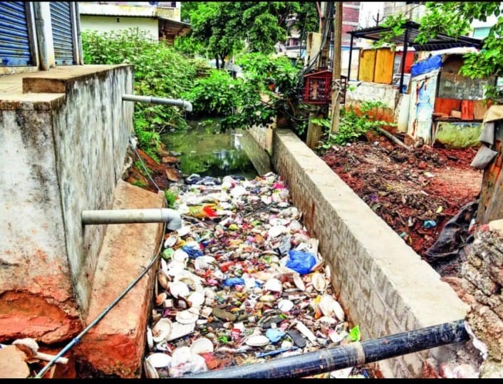 Plastic waste was found blocking drainage channels