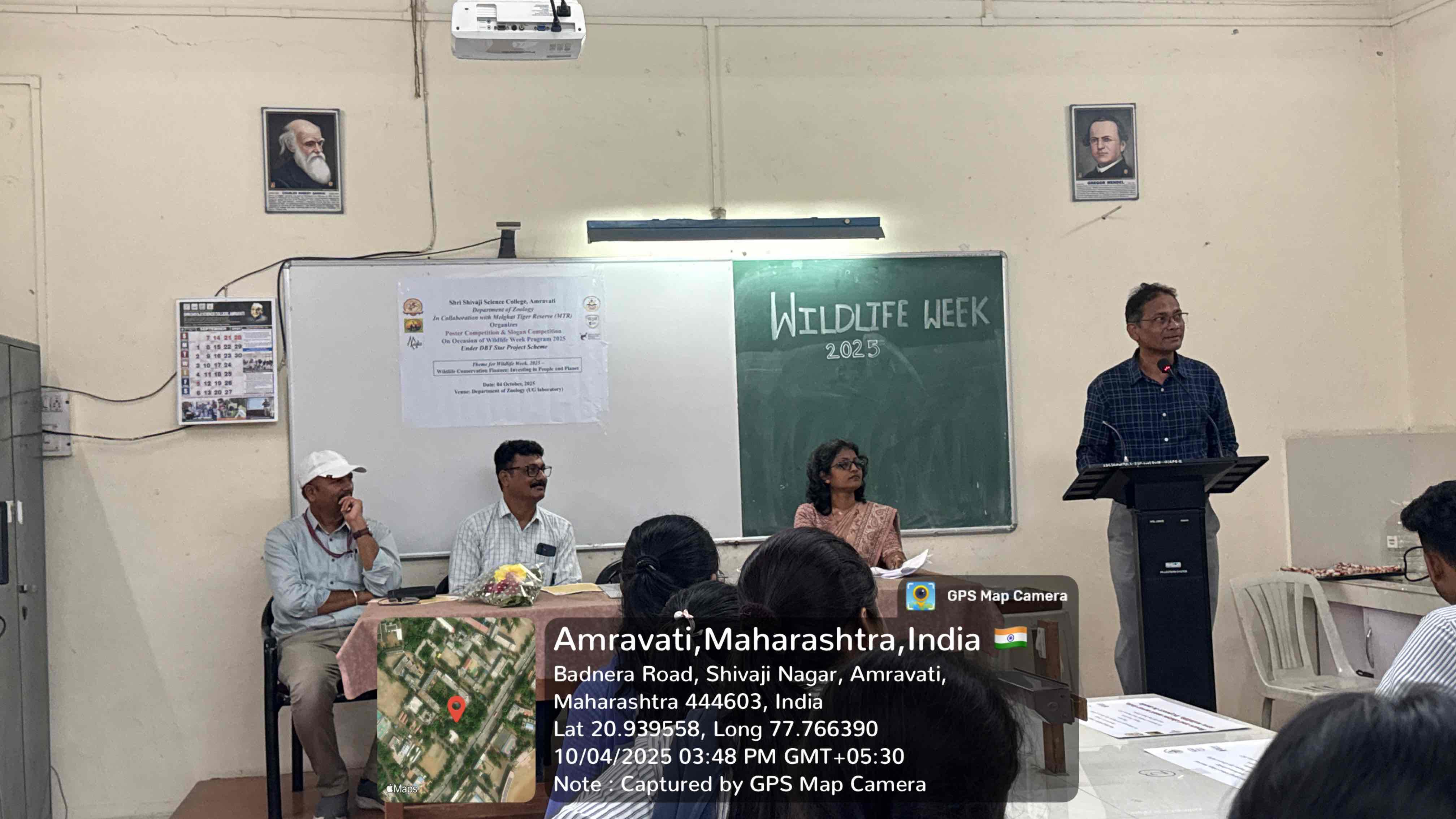 Dr Prashant Mandlik speaking at the inauguration of the Wildlife Week, Slogan Poster Competition