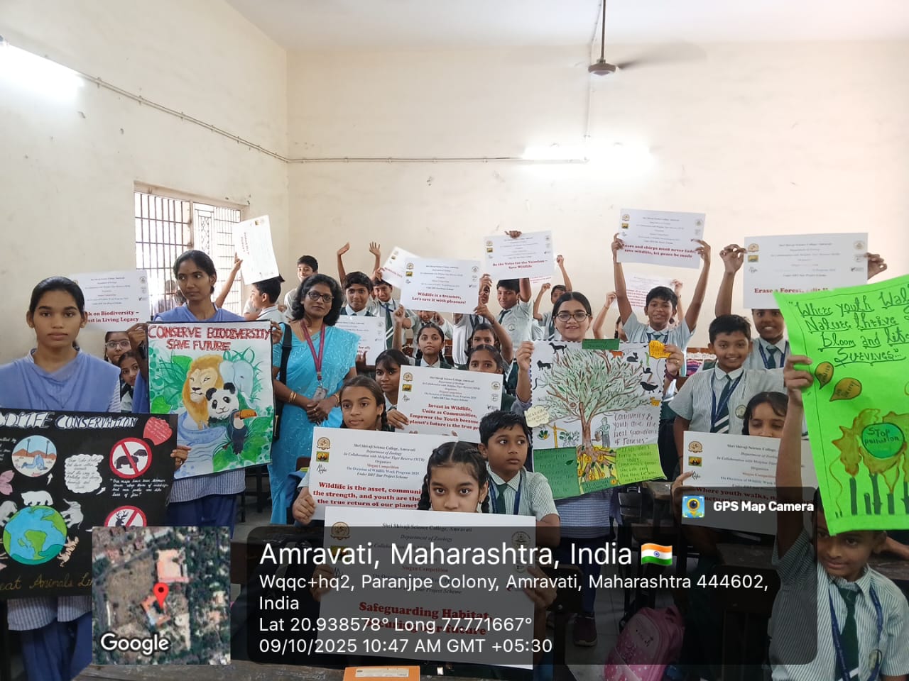 Golden Kids High School Students with the posters prepared for Wild life Conservation