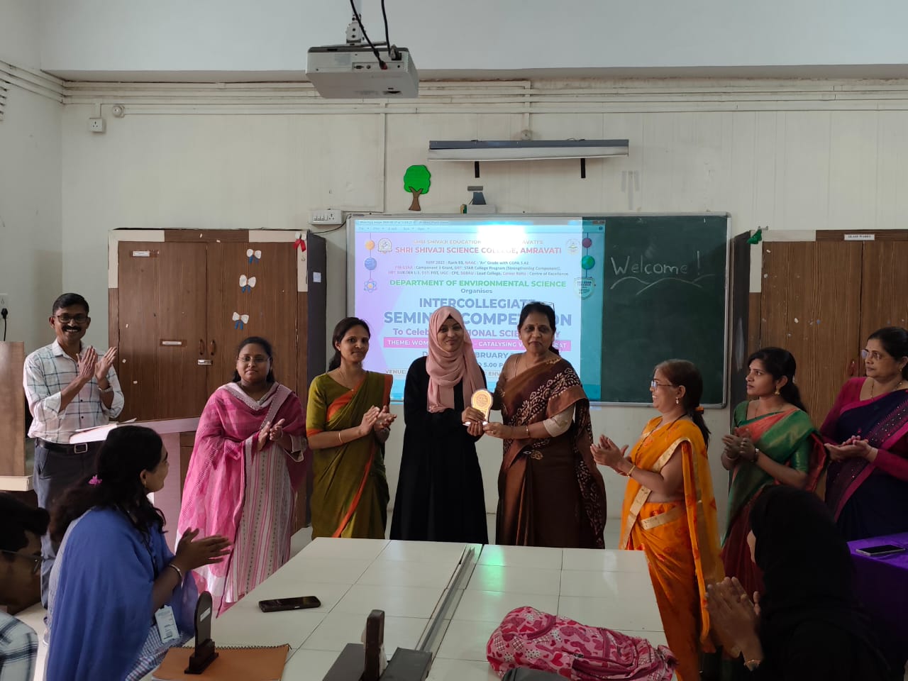 Head of Dept. & IQAC Coordinator Dr. S. P. Ingole Felicitating Winner Student