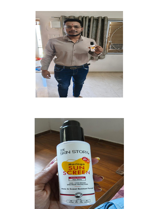 A man  showing household product of his house 